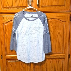 PINK Basebell Style Shirt. Says Pink On Both Arms Very Light Weight